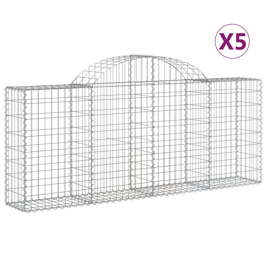 Gabionkurver buede 5 stk 200x30x80/100 cm galvanisert jern