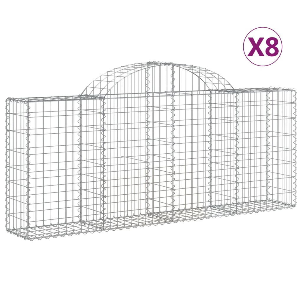 Gabionkurver buede 8 stk 200x30x80/100 cm galvanisert jern