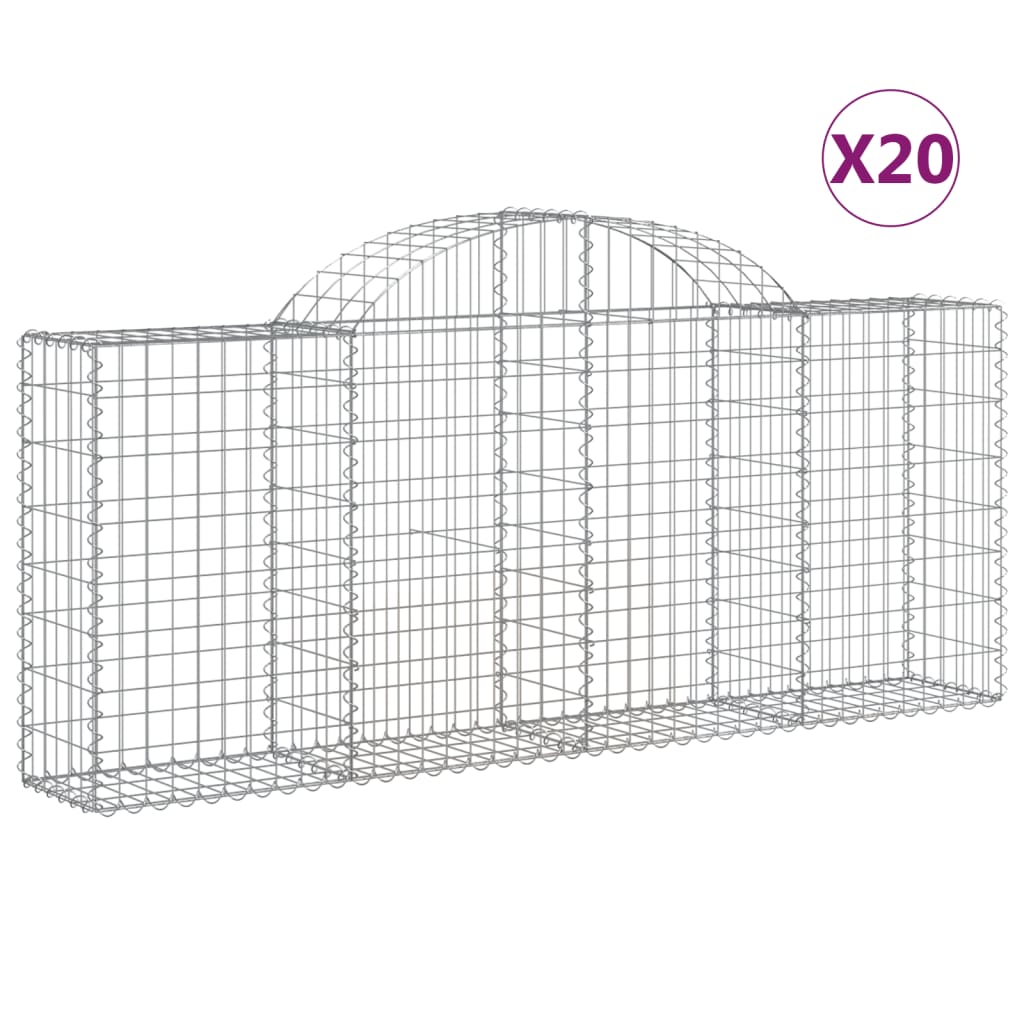 Gabionkurver buede 20 stk 200x30x80/100 cm galvanisert jern