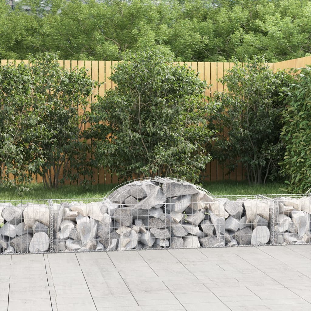 Gabionkurver buede 3 stk 200x50x40/60 cm galvanisert jern
