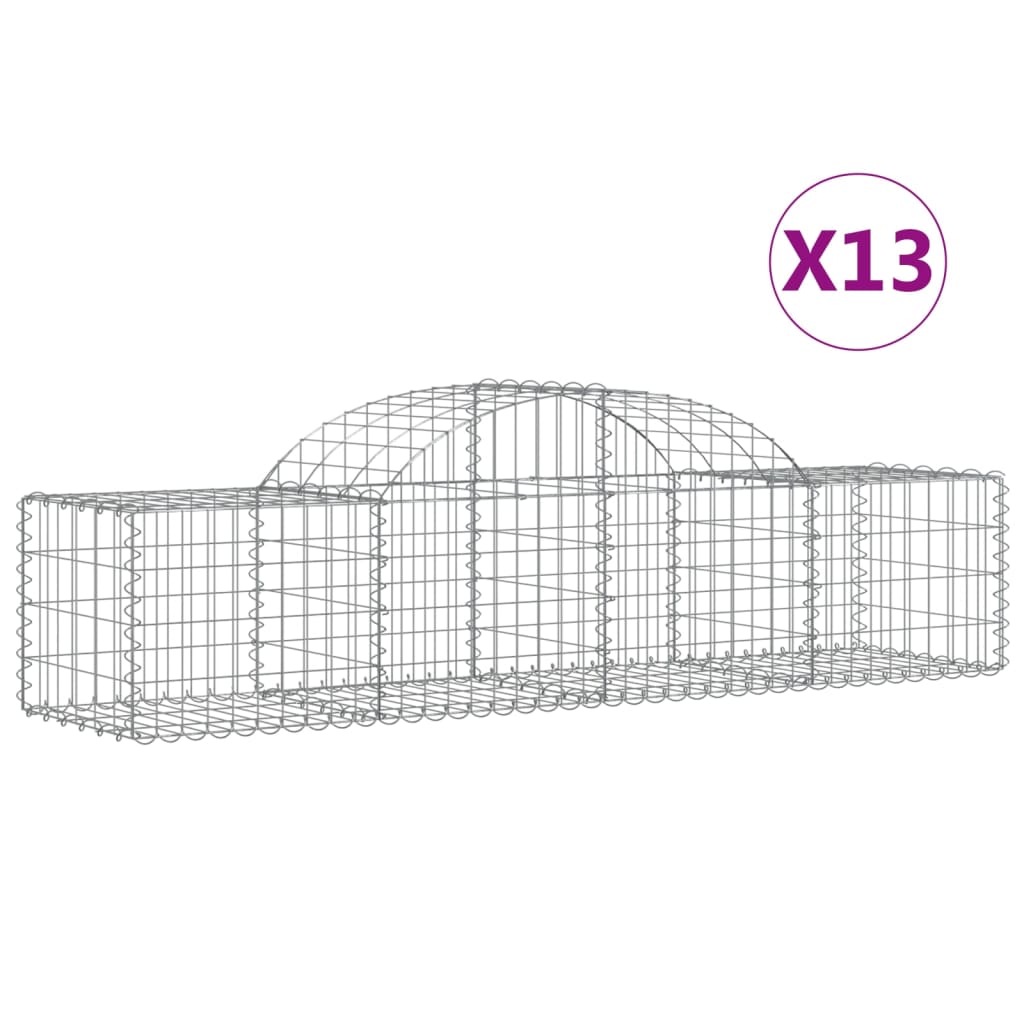 Gabionkurver buede 13 stk 200x50x40/60 cm galvanisert jern