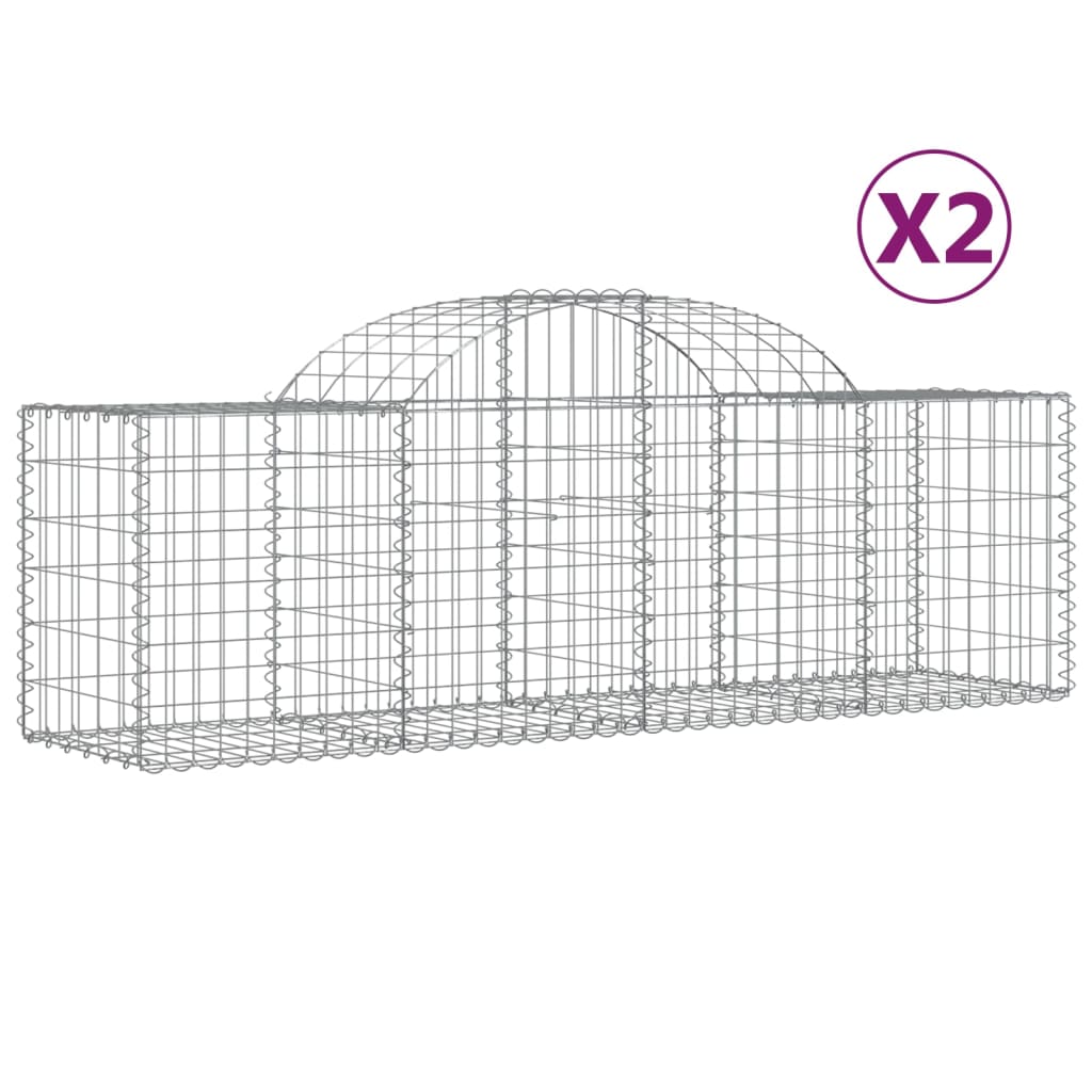 Gabionkurver buede 2 stk 200x50x60/80 cm galvanisert jern