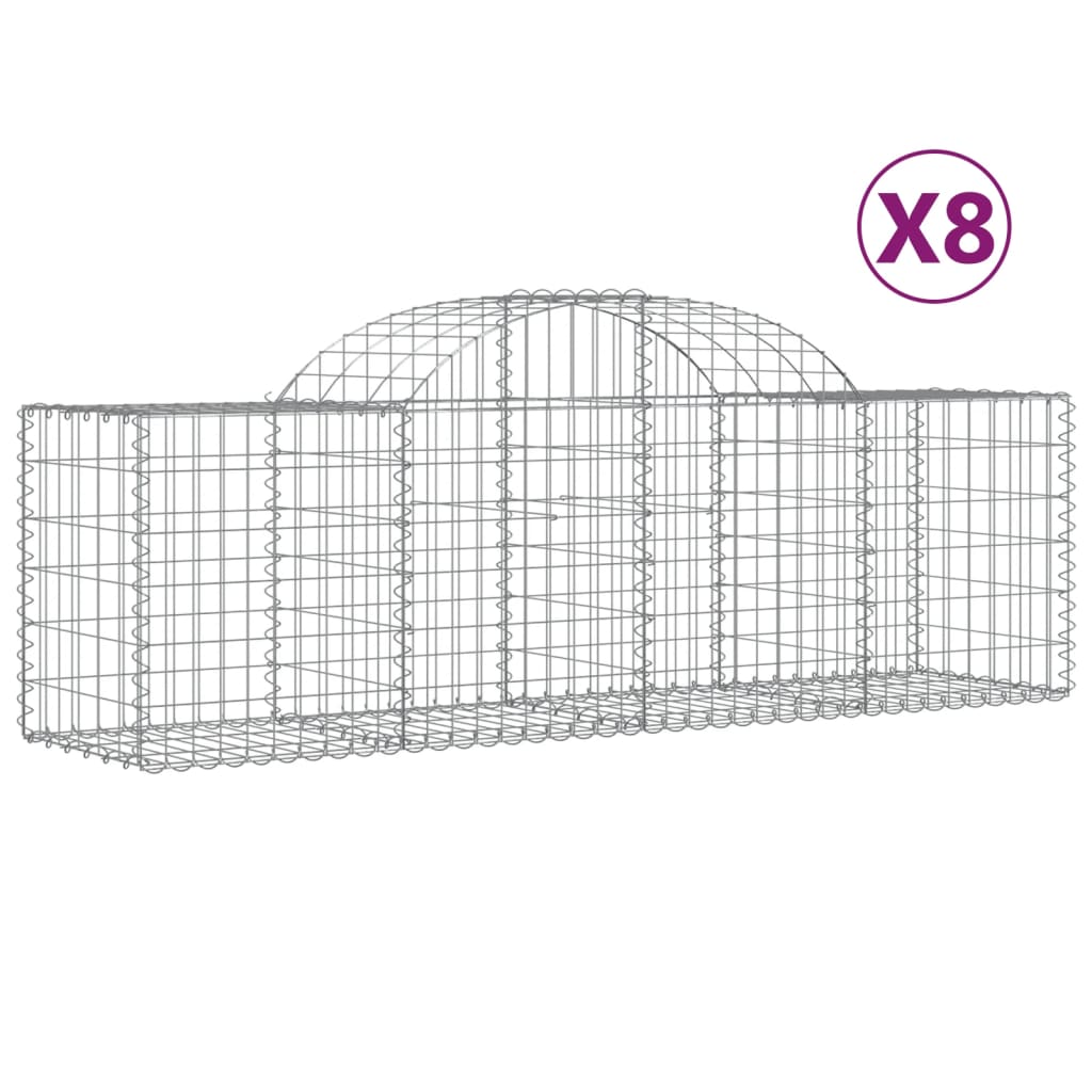 Gabionkurver buede 8 stk 200x50x60/80 cm galvanisert jern