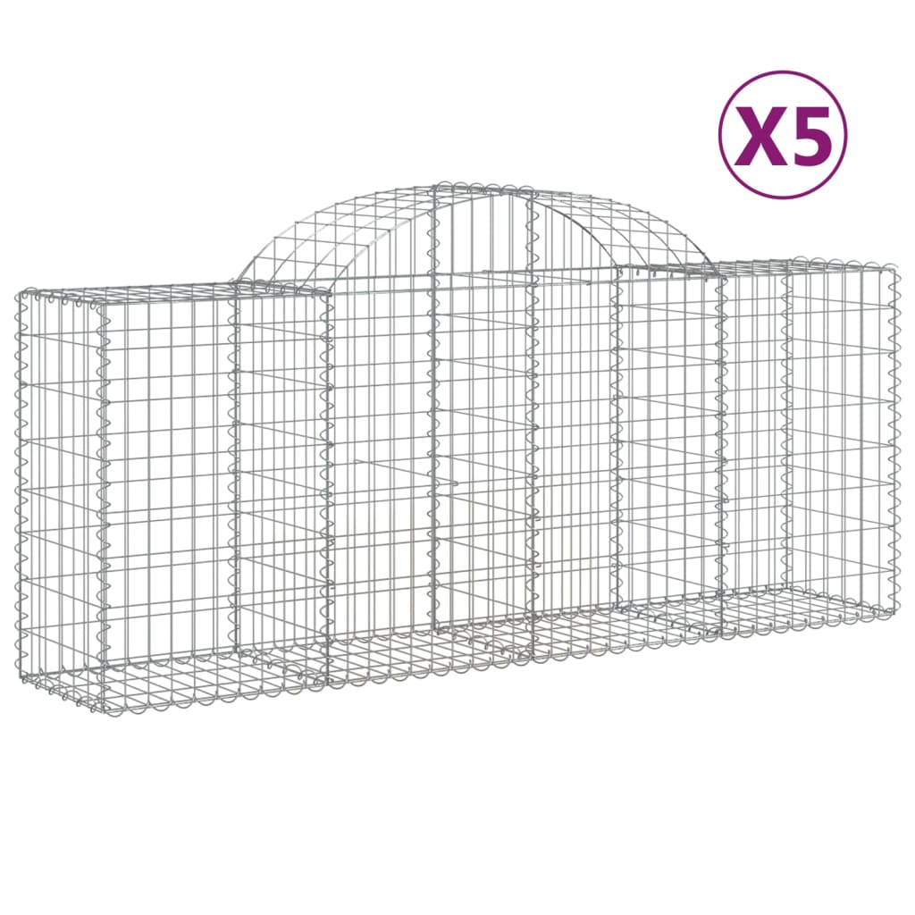 Gabionkurver buede 5 stk 200x50x80/100 cm galvanisert jern