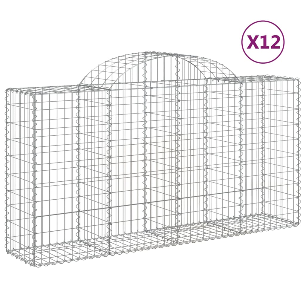 Gabionkurver buede 12 stk 200x50x100/120 cm galvanisert jern