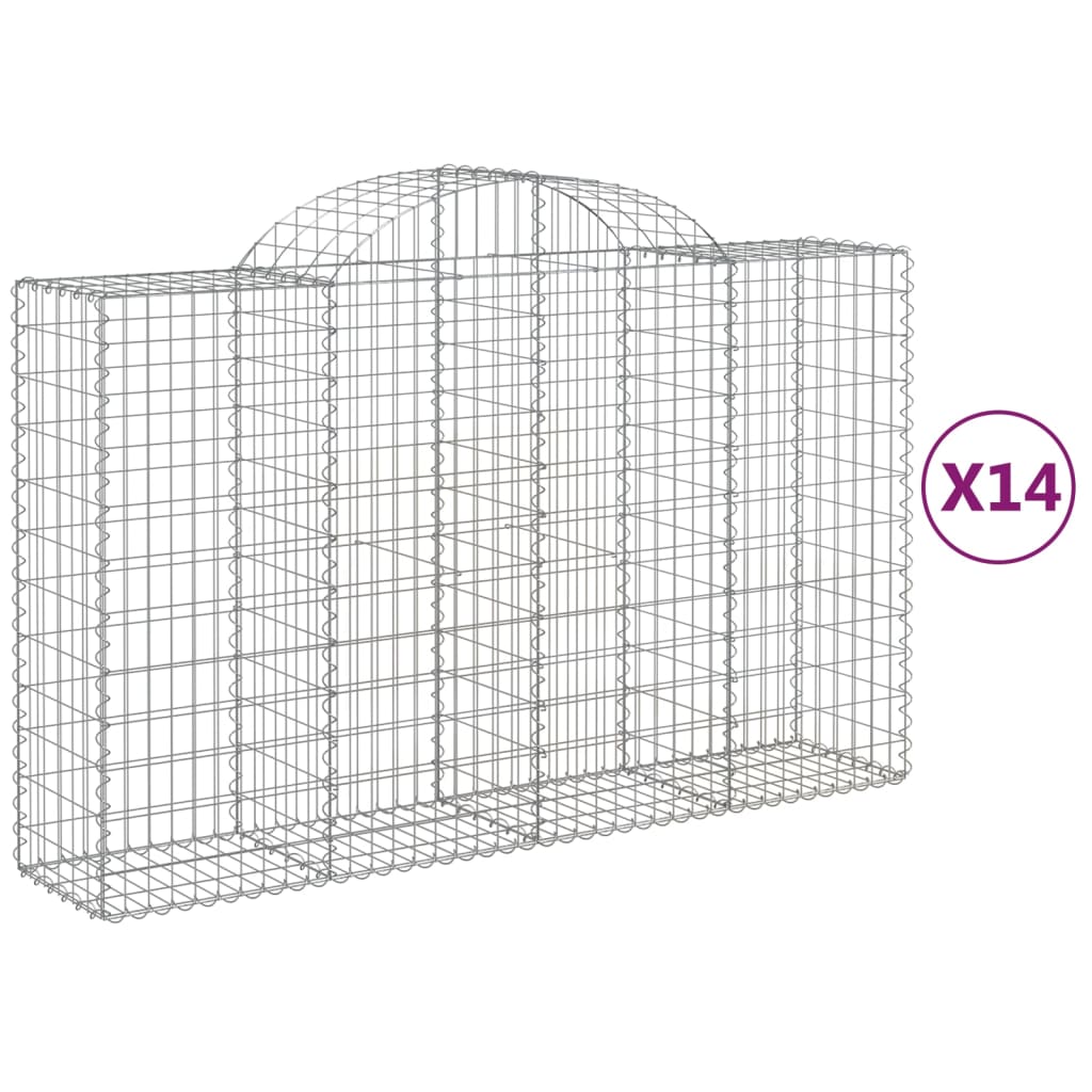 Gabionkurver buede 14 stk 200x50x120/140 cm galvanisert jern