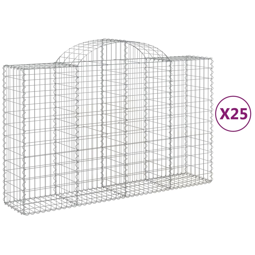 Gabionkurver buede 25 stk 200x50x120/140 cm galvanisert jern