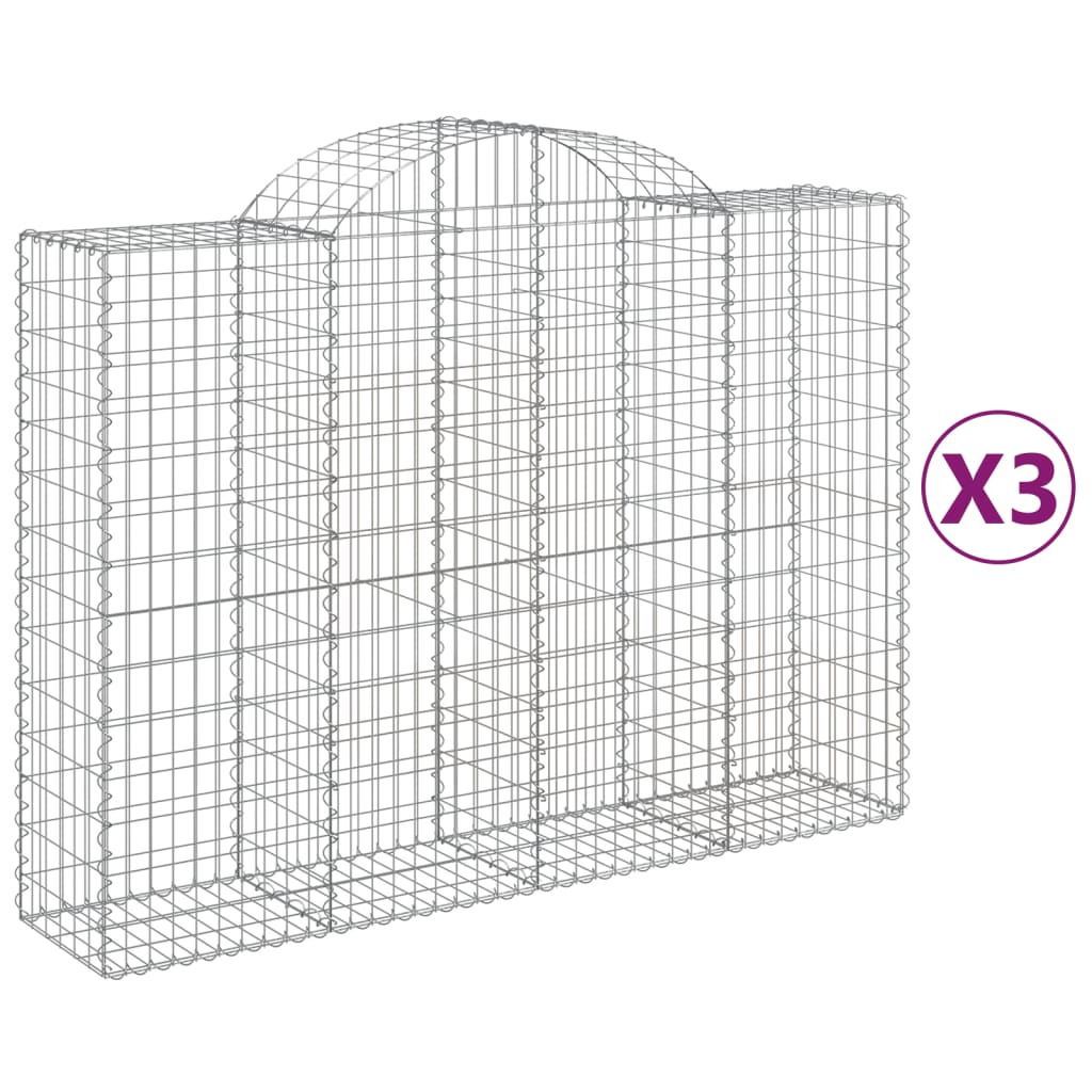 Gabionkurver buede 3 stk 200x50x140/160 cm galvanisert jern