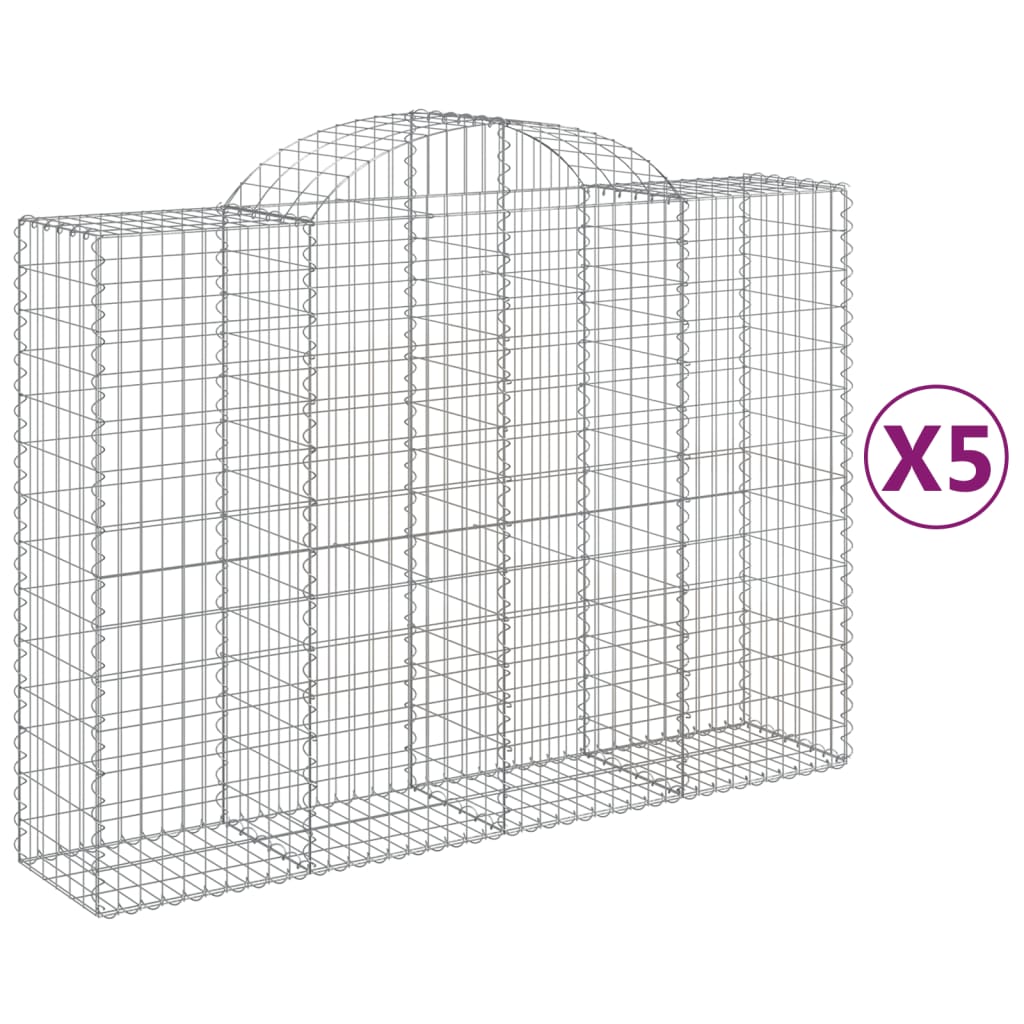 Gabionkurver buede 5 stk 200x50x140/160 cm galvanisert jern