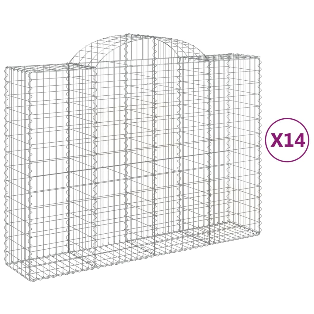 Gabionkurver buede 14 stk 200x50x140/160 cm galvanisert jern
