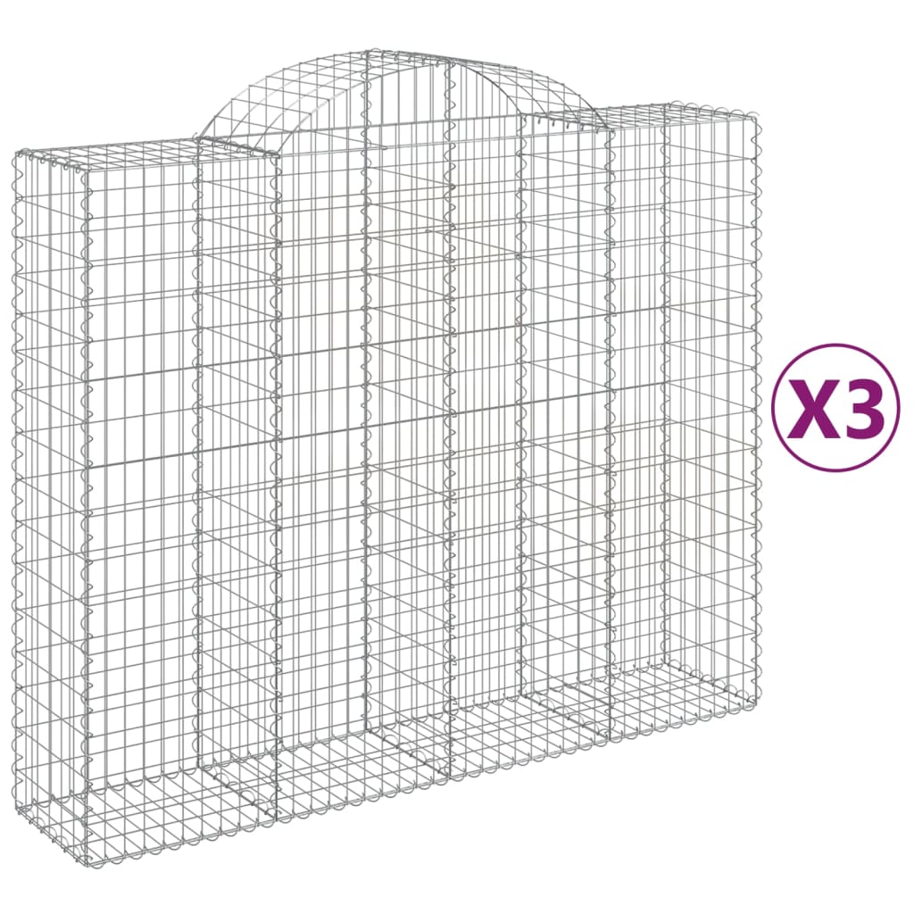 Gabionkurver buede 3 stk 200x50x160/180 cm galvanisert jern