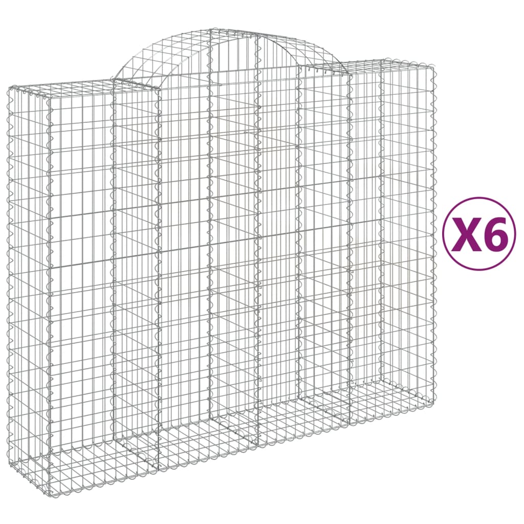 Gabionkurver buede 6 stk 200x50x160/180 cm galvanisert jern