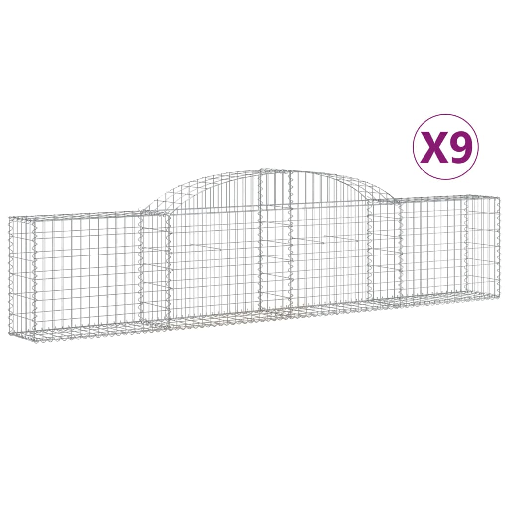 Gabionkurver buede 9 stk 300x30x60/80 cm galvanisert jern