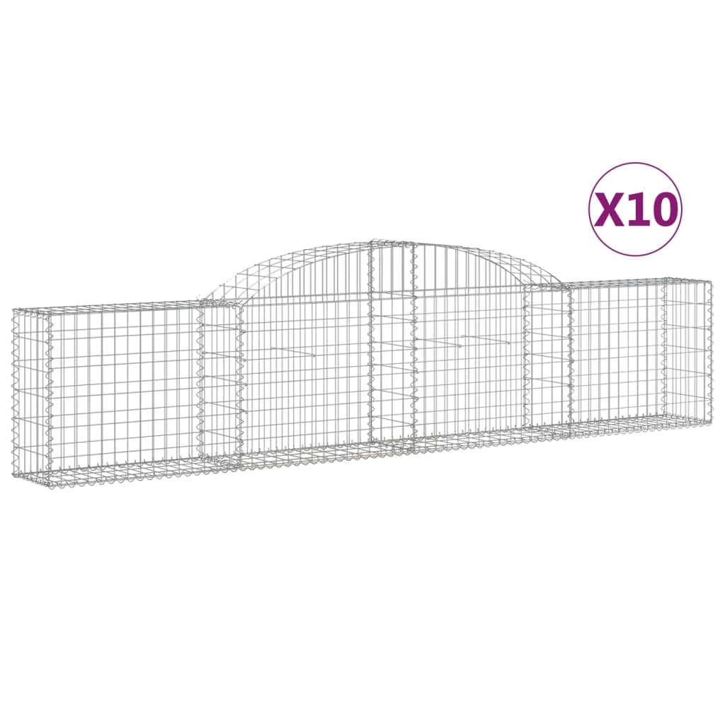 Gabionkurver buede 10 stk 300x30x60/80 cm galvanisert jern