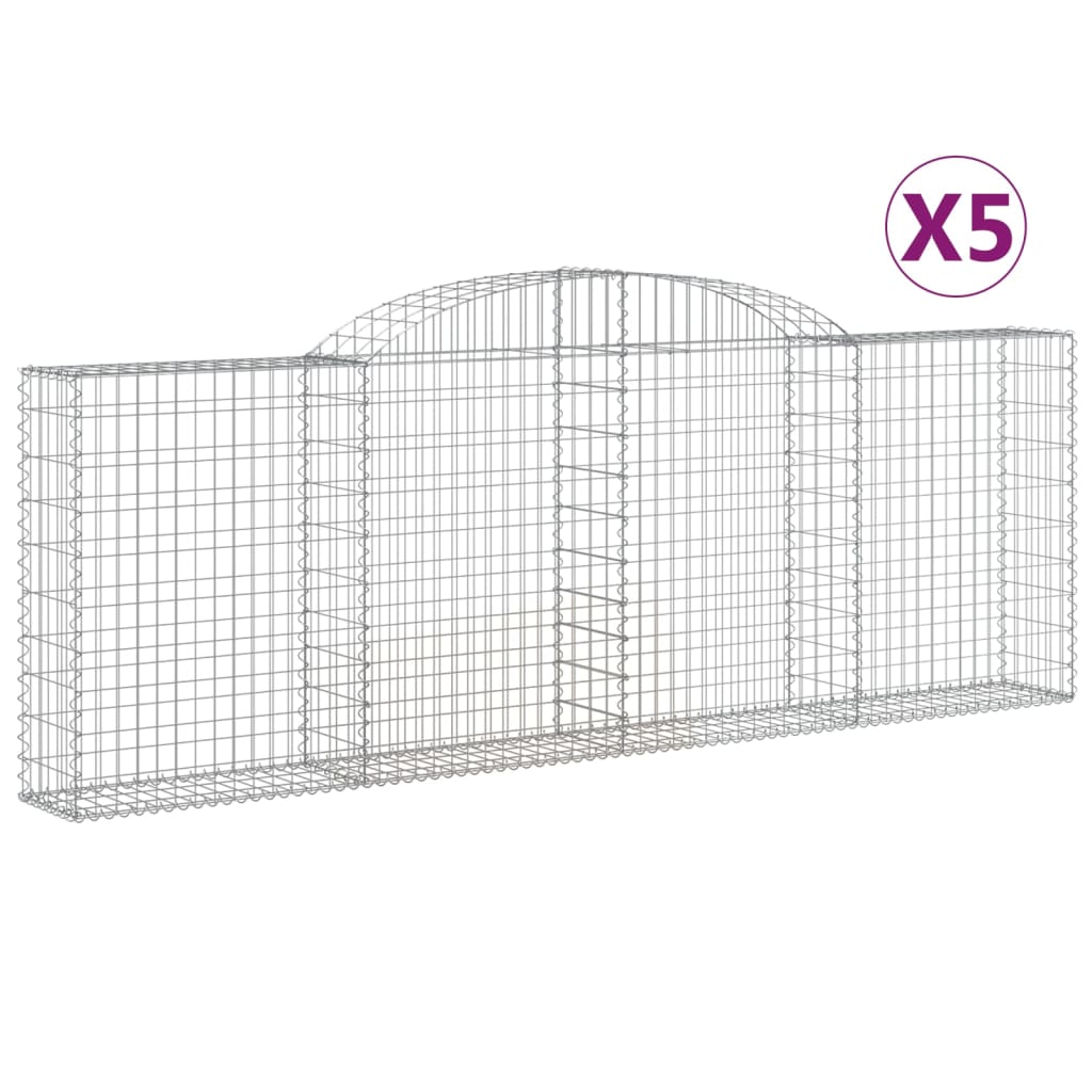 Gabionkurver buede 5 stk 300x30x100/120 cm galvanisert jern