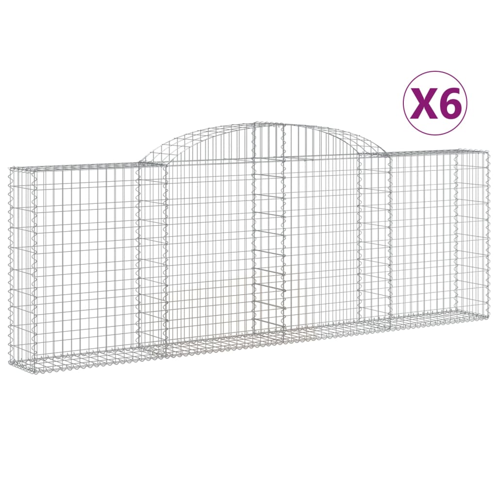Gabionkurver buede 6 stk 300x30x100/120 cm galvanisert jern