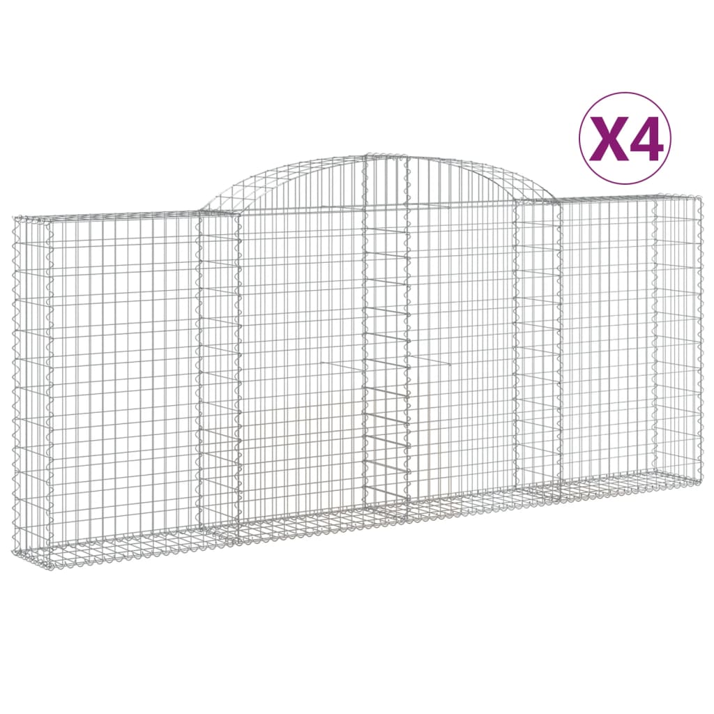 Gabionkurver buede 4 stk 300x30x120/140 cm galvanisert jern