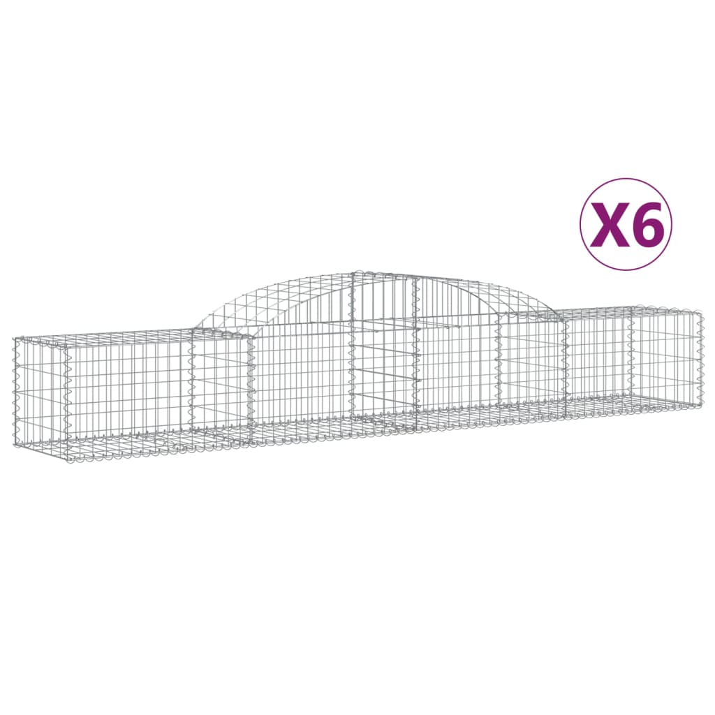 Gabionkurver buede 6 stk 300x50x40/60 cm galvanisert jern