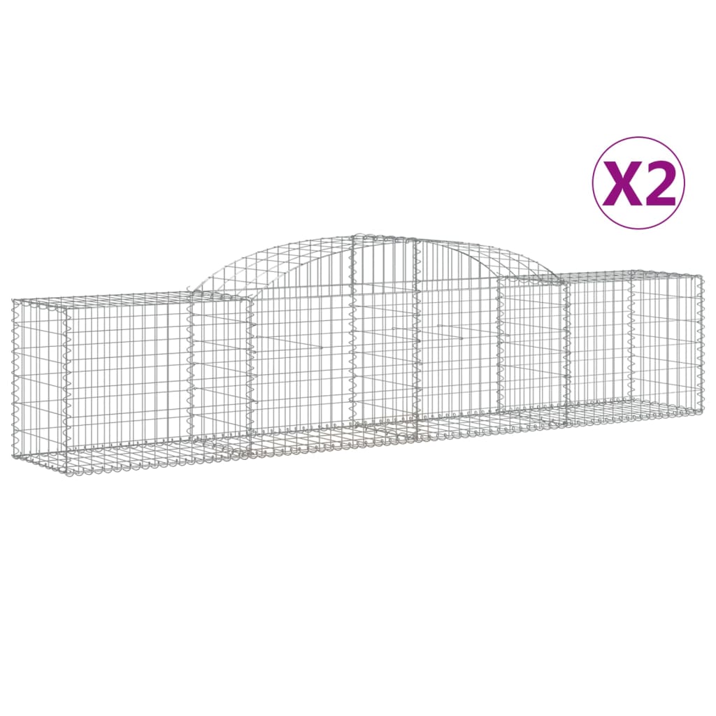 Gabionkurver buede 2 stk 300x50x60/80 cm galvanisert jern