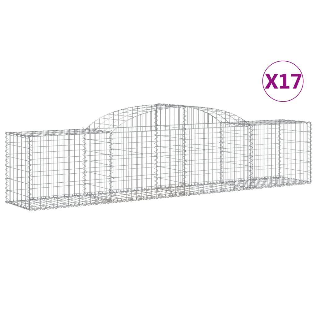 Gabionkurver buede 17 stk 300x50x60/80 cm galvanisert jern