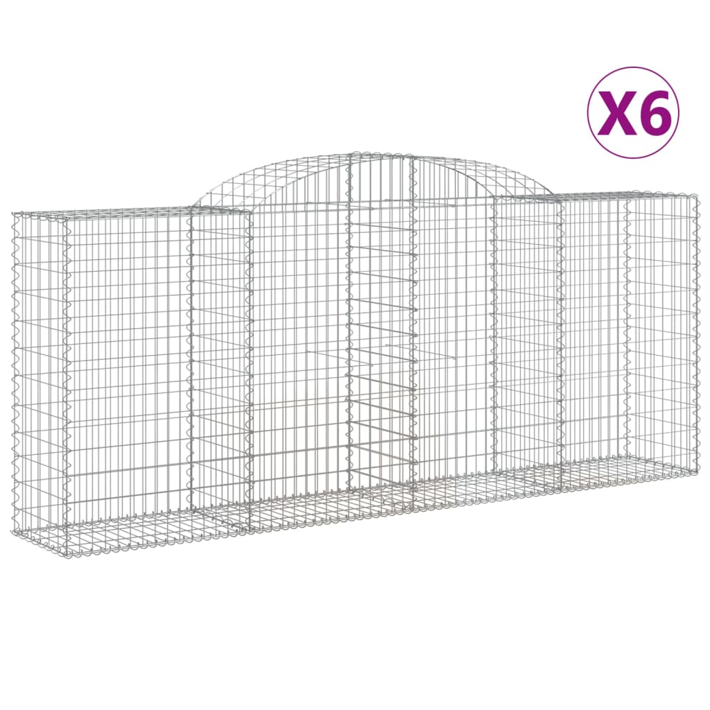 Gabionkurver buede 6 stk 300x50x120/140 cm galvanisert jern