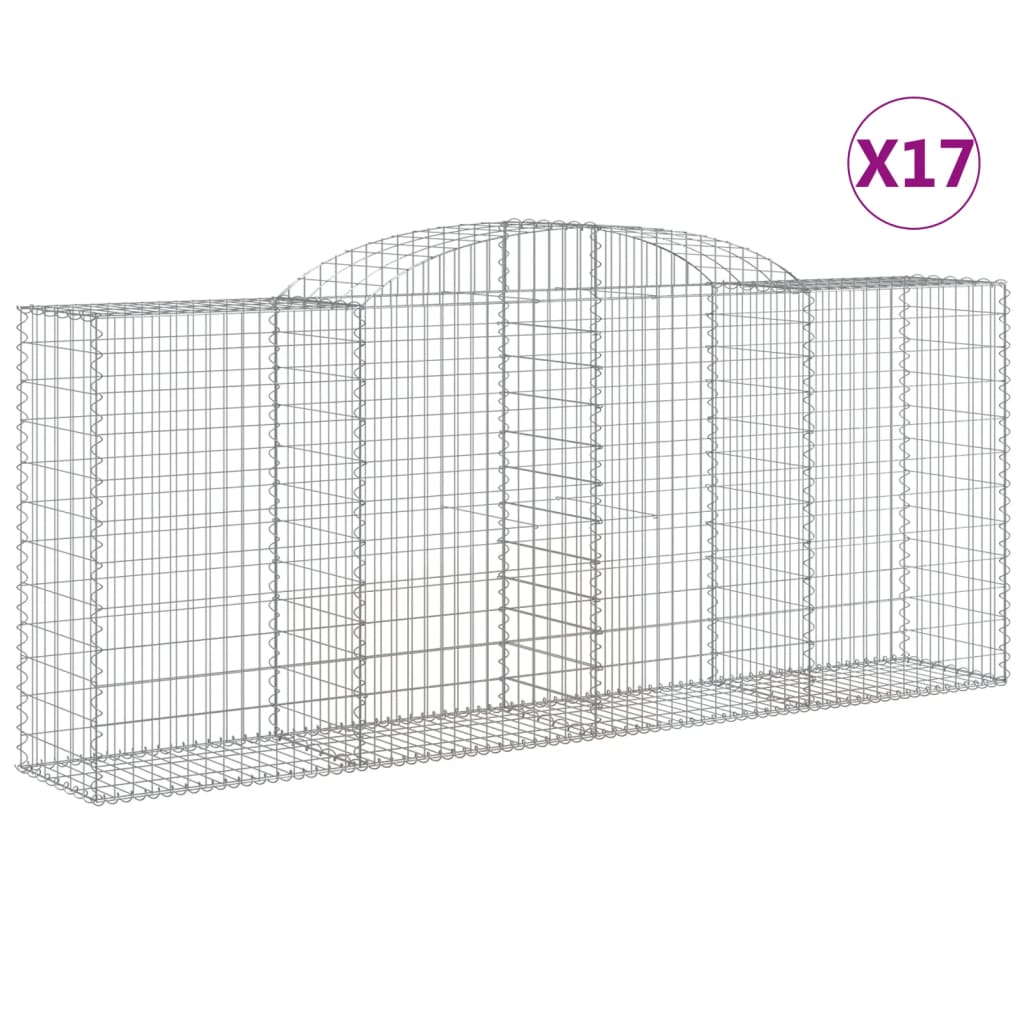 Gabionkurver buede 17 stk 300x50x120/140 cm galvanisert jern