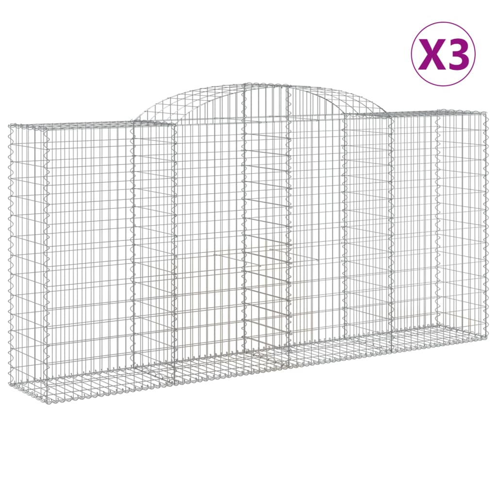 Gabionkurver buede 3 stk 300x50x140/160 cm galvanisert jern
