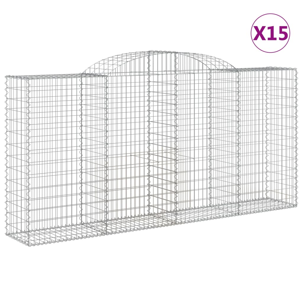 Gabionkurver buede 15 stk 300x50x140/160 cm galvanisert jern