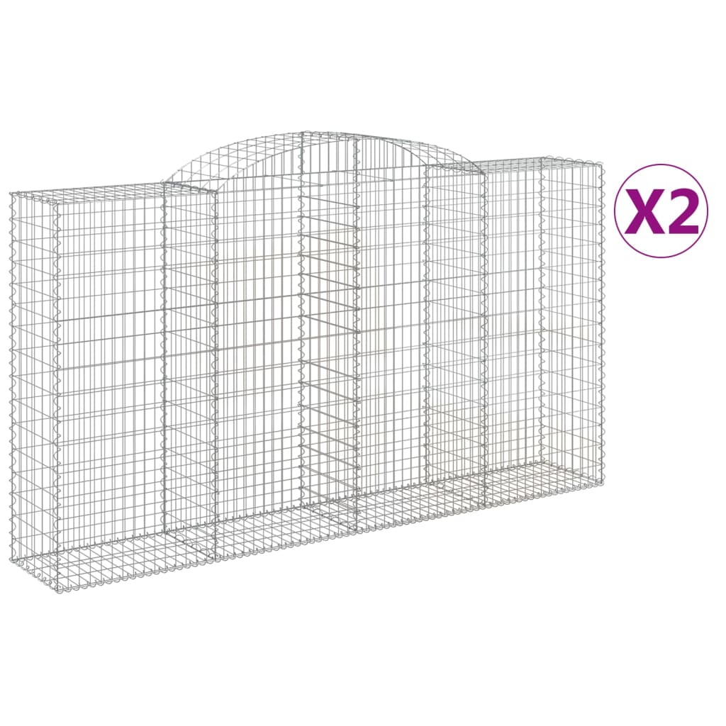 Gabionkurver buede 2 stk 300x50x160/180 cm galvanisert jern