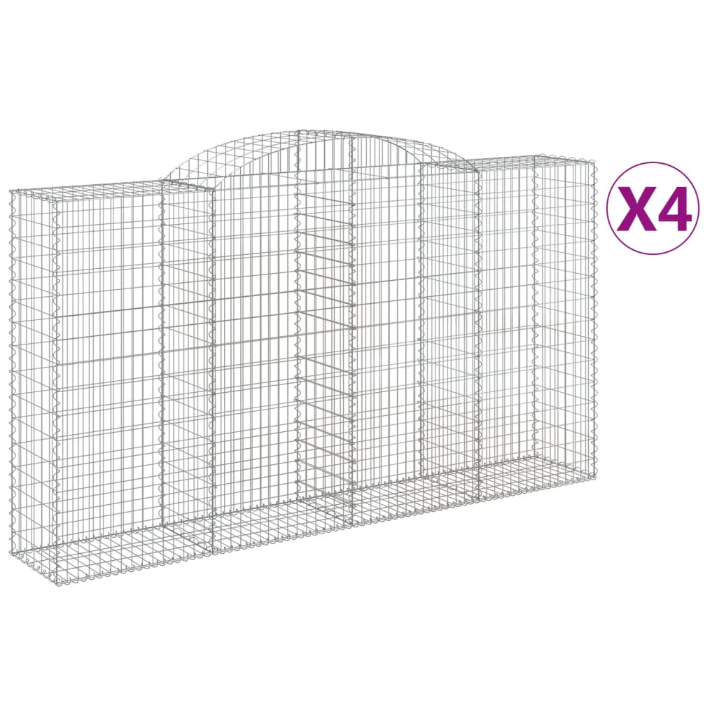 Gabionkurver buede 4 stk 300x50x160/180 cm galvanisert jern