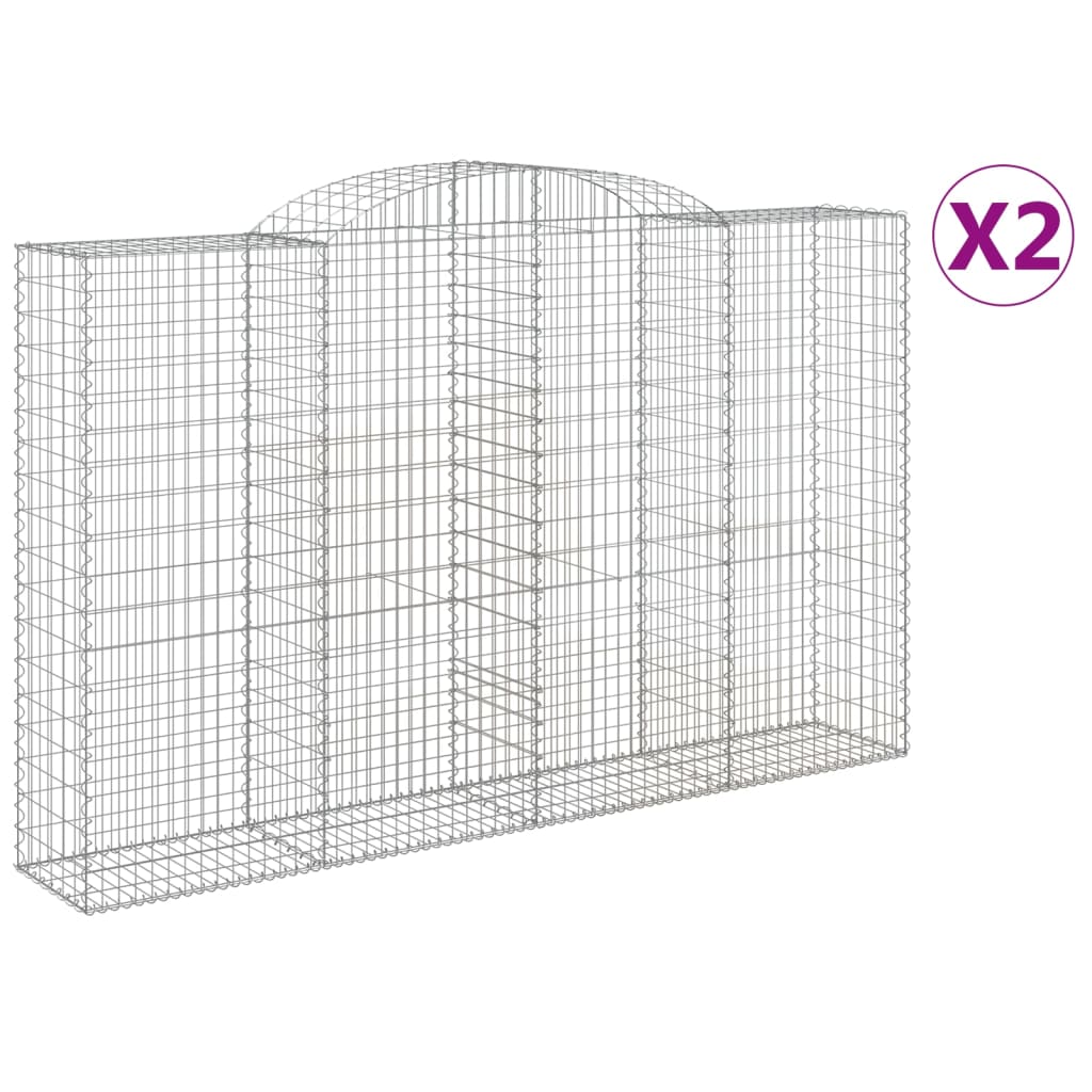 Gabionkurver buede 2 stk 300x50x180/200 cm galvanisert jern