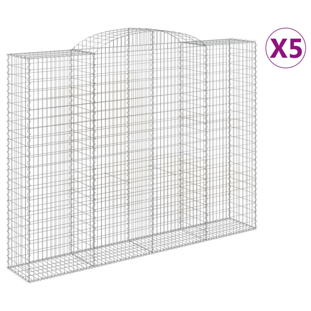 Gabionkurver buede 5 stk 300x50x220/240 cm galvanisert jern