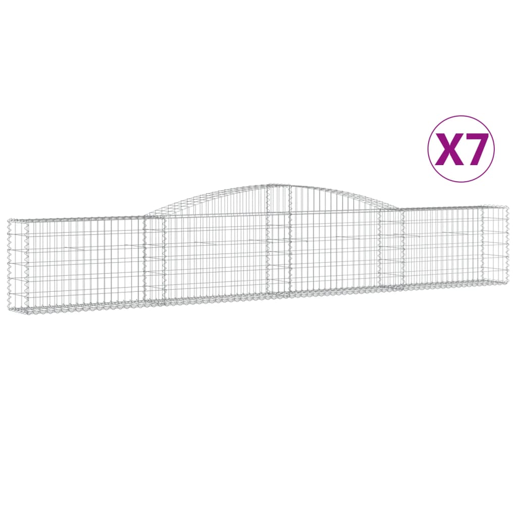 Gabionkurver buede 7 stk 400x30x60/80 cm galvanisert jern