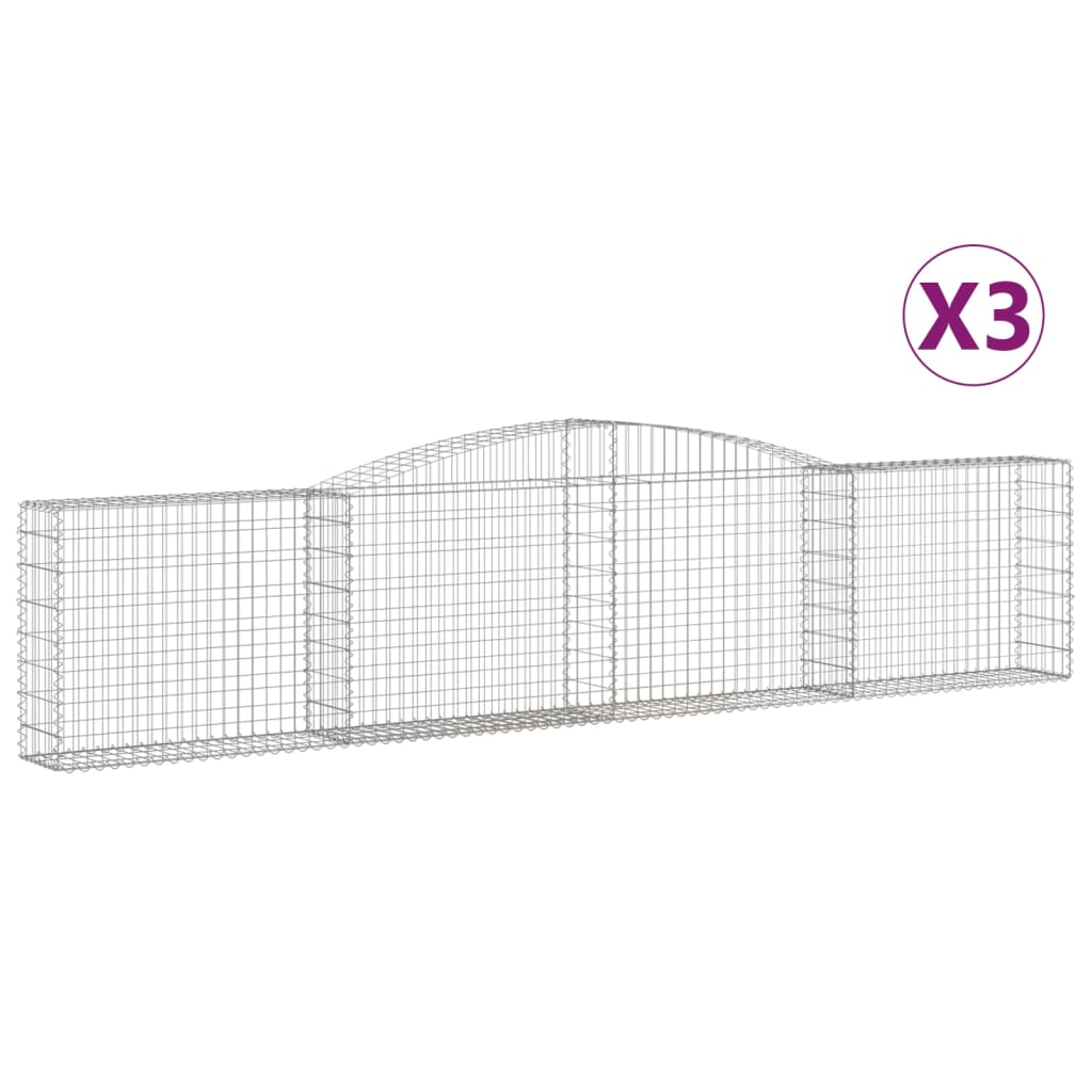Gabionkurver buede 3 stk 400x30x80/100 cm galvanisert jern