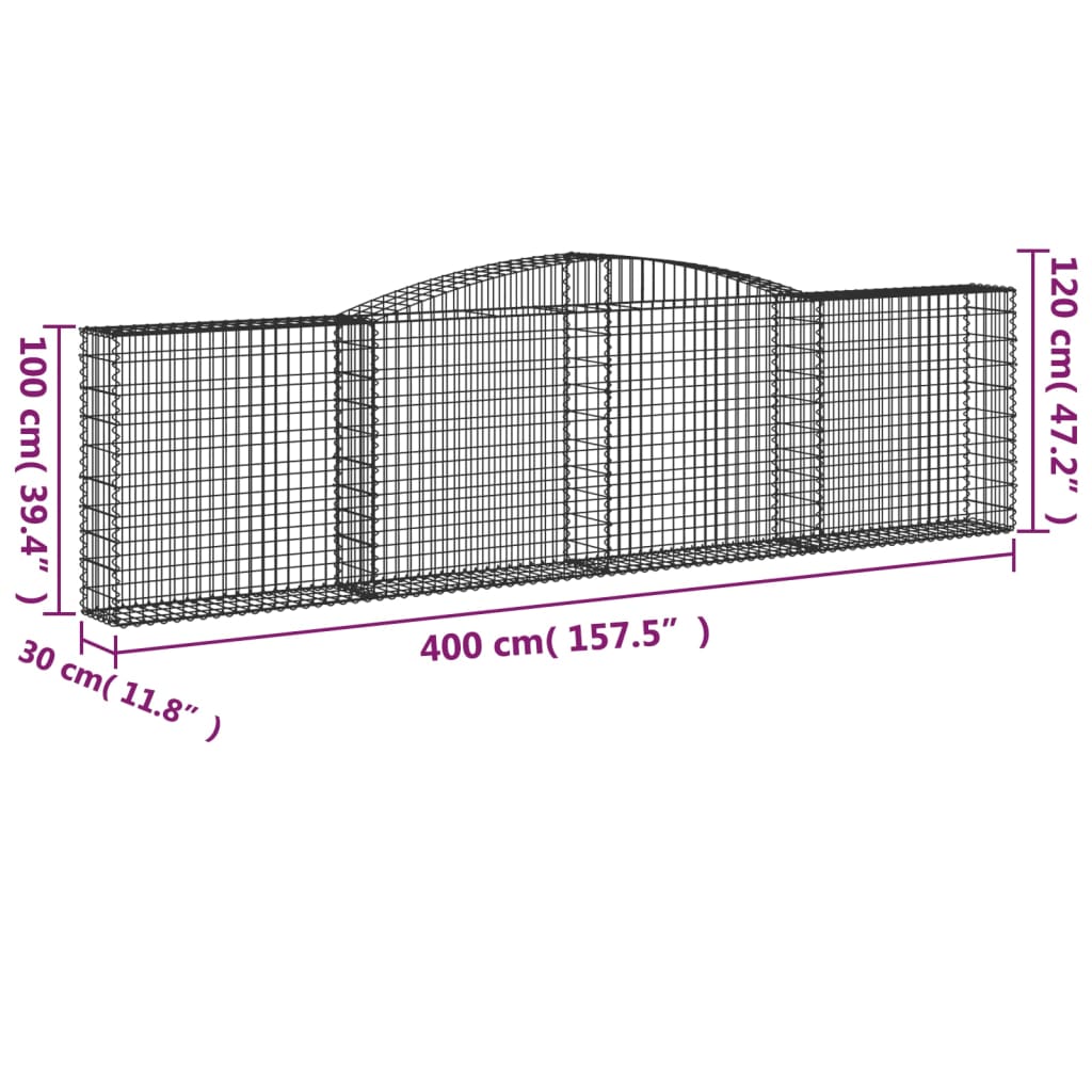 Gabionkurver buede 25 stk 400x30x100/120 cm galvanisert jern