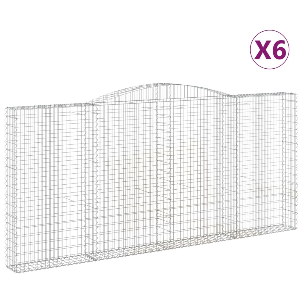 Gabionkurver buede 6 stk 400x30x180/200 cm galvanisert jern