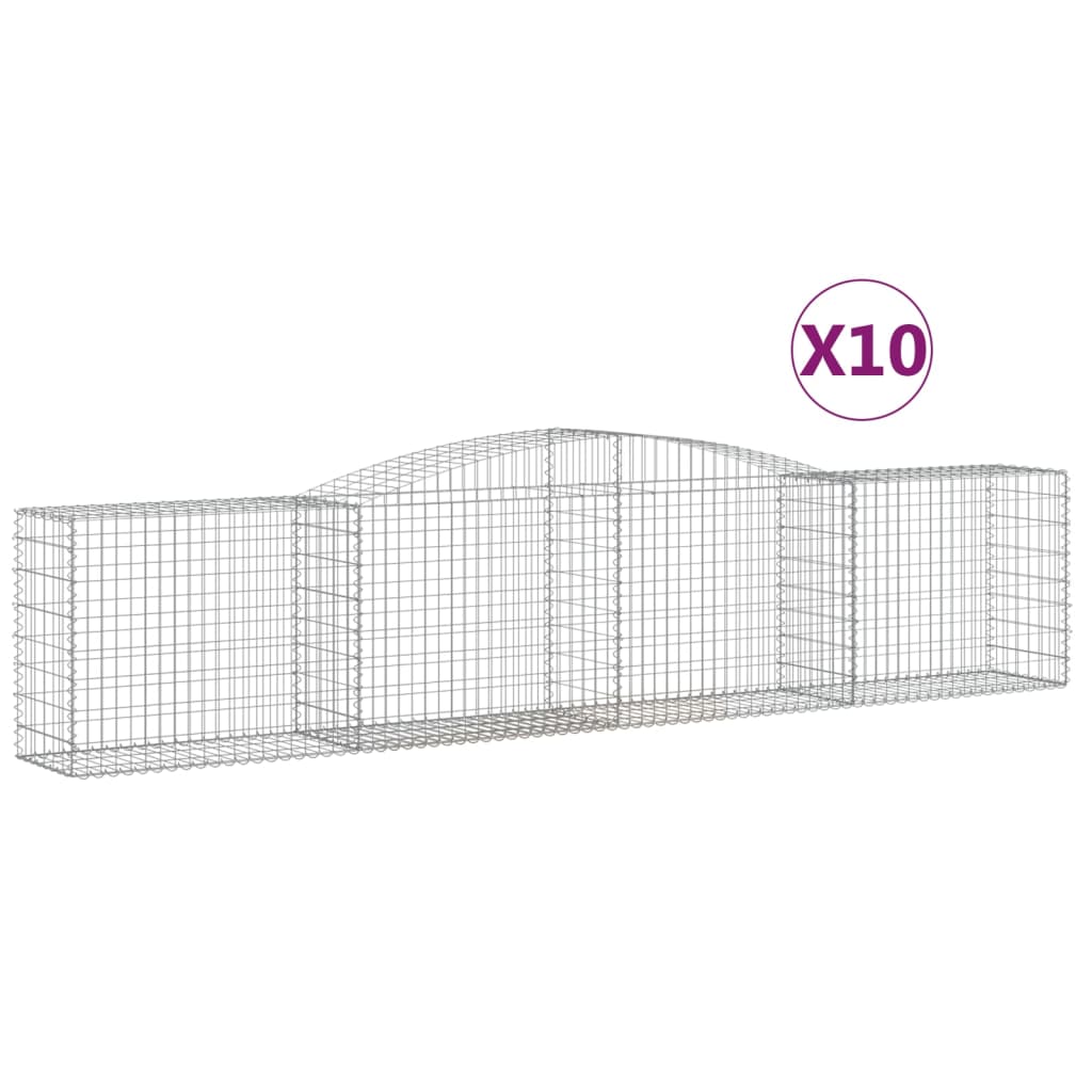 Gabionkurver buede 10 stk 400x50x80/100 cm galvanisert jern