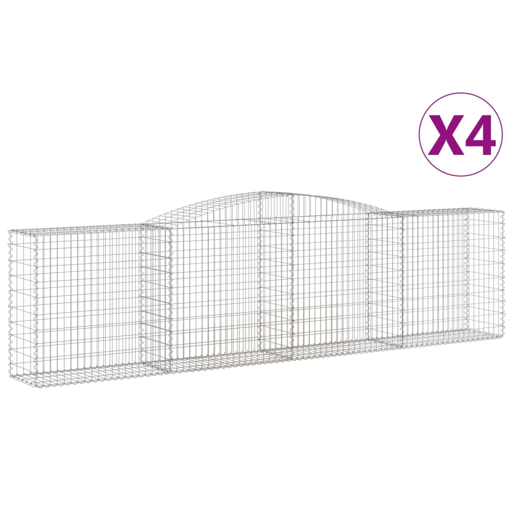 Gabionkurver buede 4 stk 400x50x100/120 cm galvanisert jern