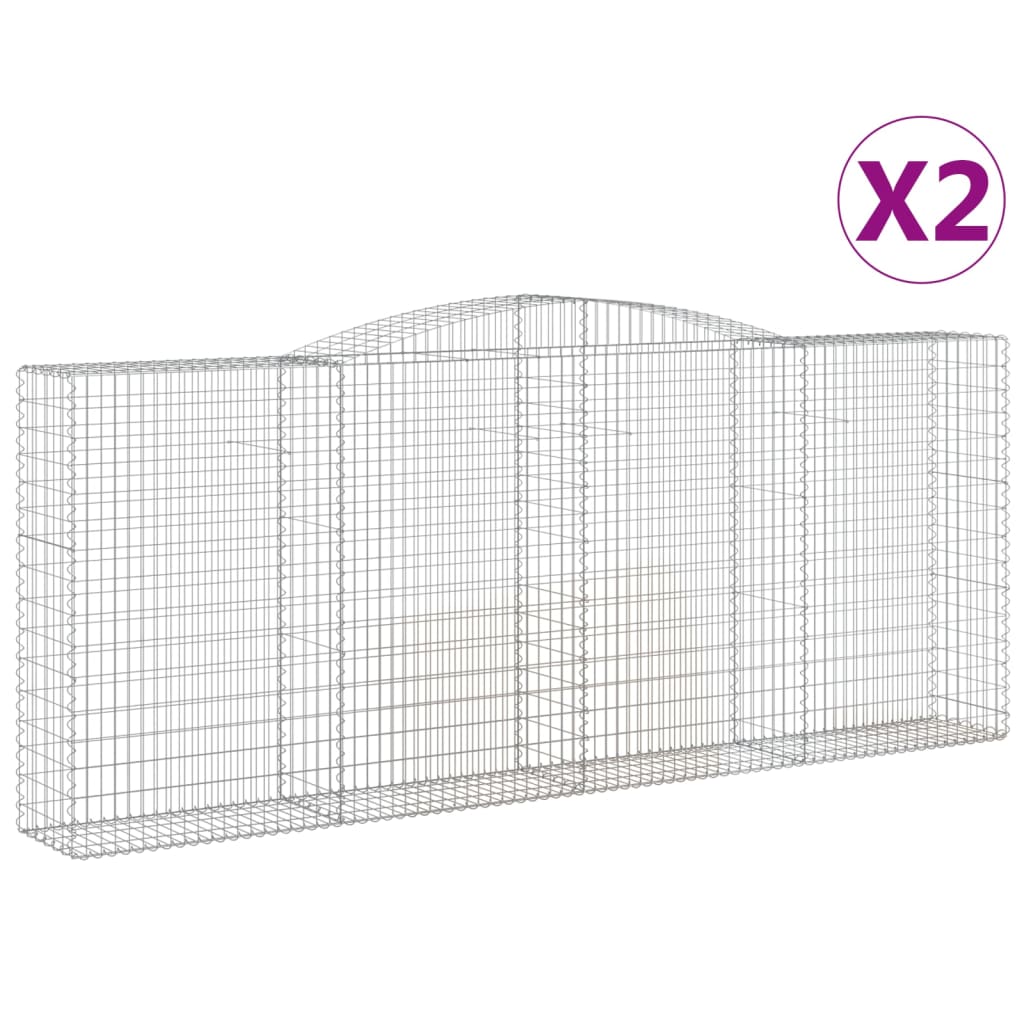Gabionkurver buede 2 stk 400x50x160/180 cm galvanisert jern