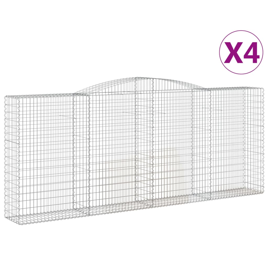 Gabionkurver buede 4 stk 400x50x160/180 cm galvanisert jern