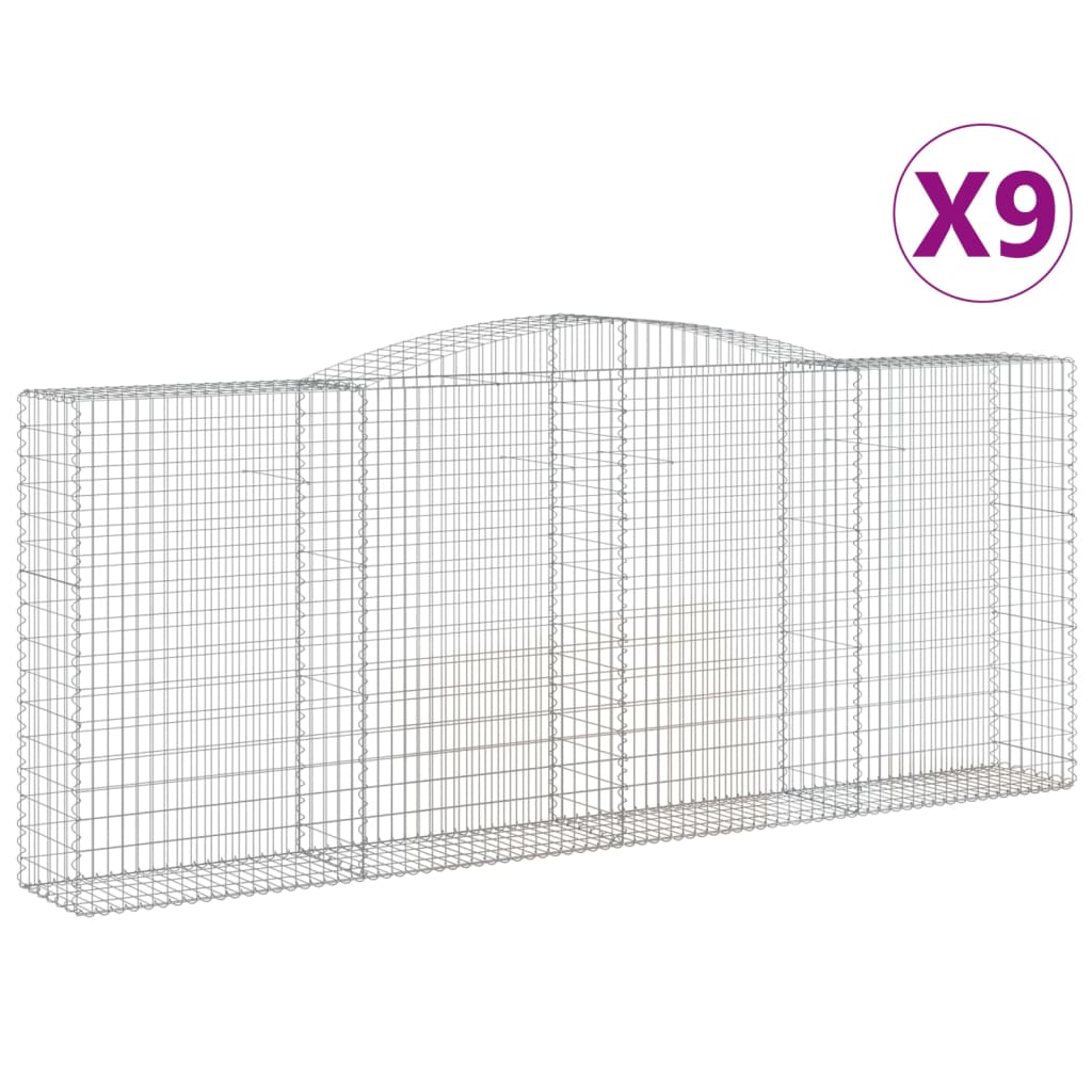 Gabionkurver buede 9 stk 400x50x160/180 cm galvanisert jern
