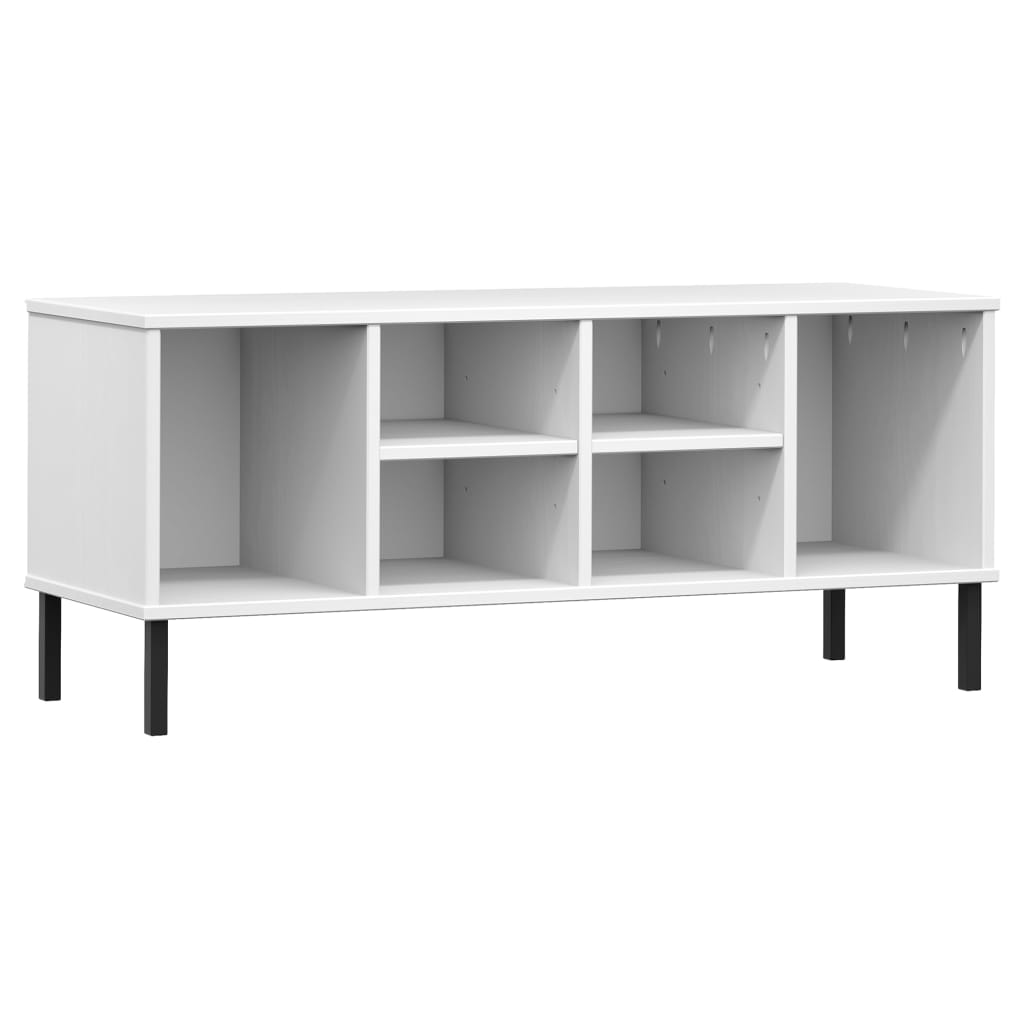 Skohylle med metallben hvit 106x35x45 cm heltre OSLO