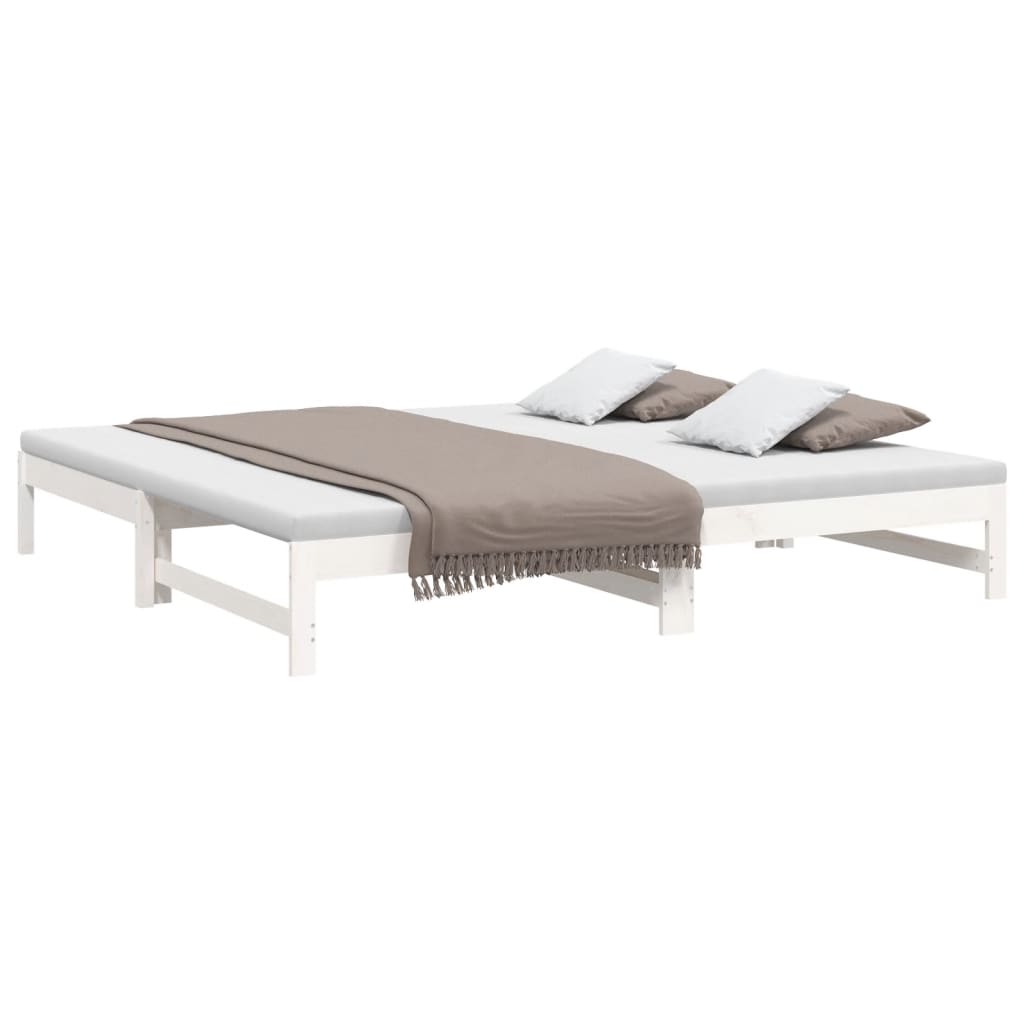 Uttrekkbar dagseng hvit 2x(90x200) cm heltre furu