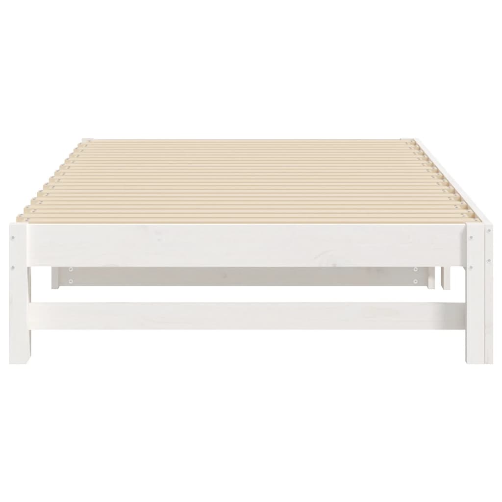 Uttrekkbar dagseng hvit 2x(90x200) cm heltre furu