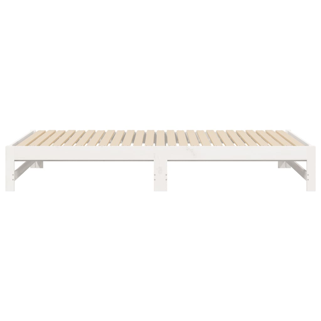 Uttrekkbar dagseng hvit 2x(90x200) cm heltre furu