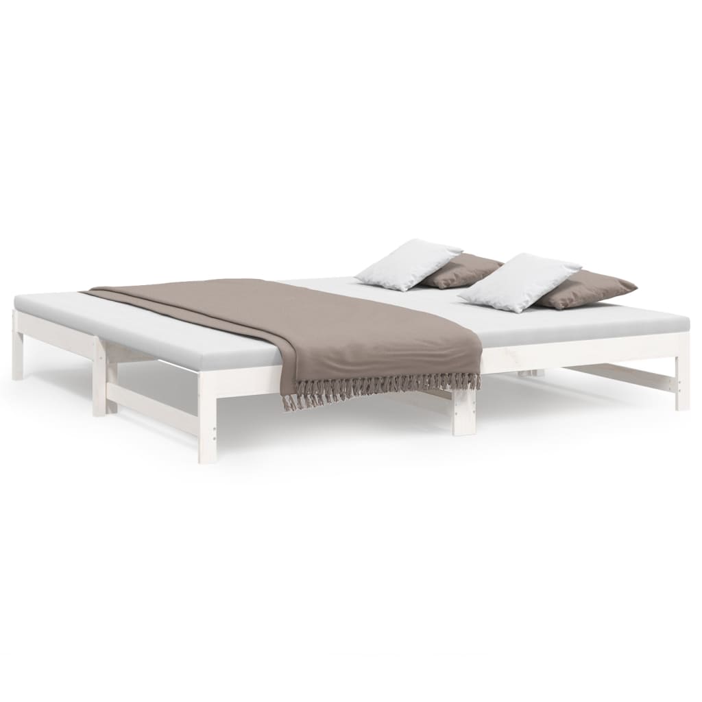 Uttrekkbar dagseng hvit 2x(80x200) cm heltre furu