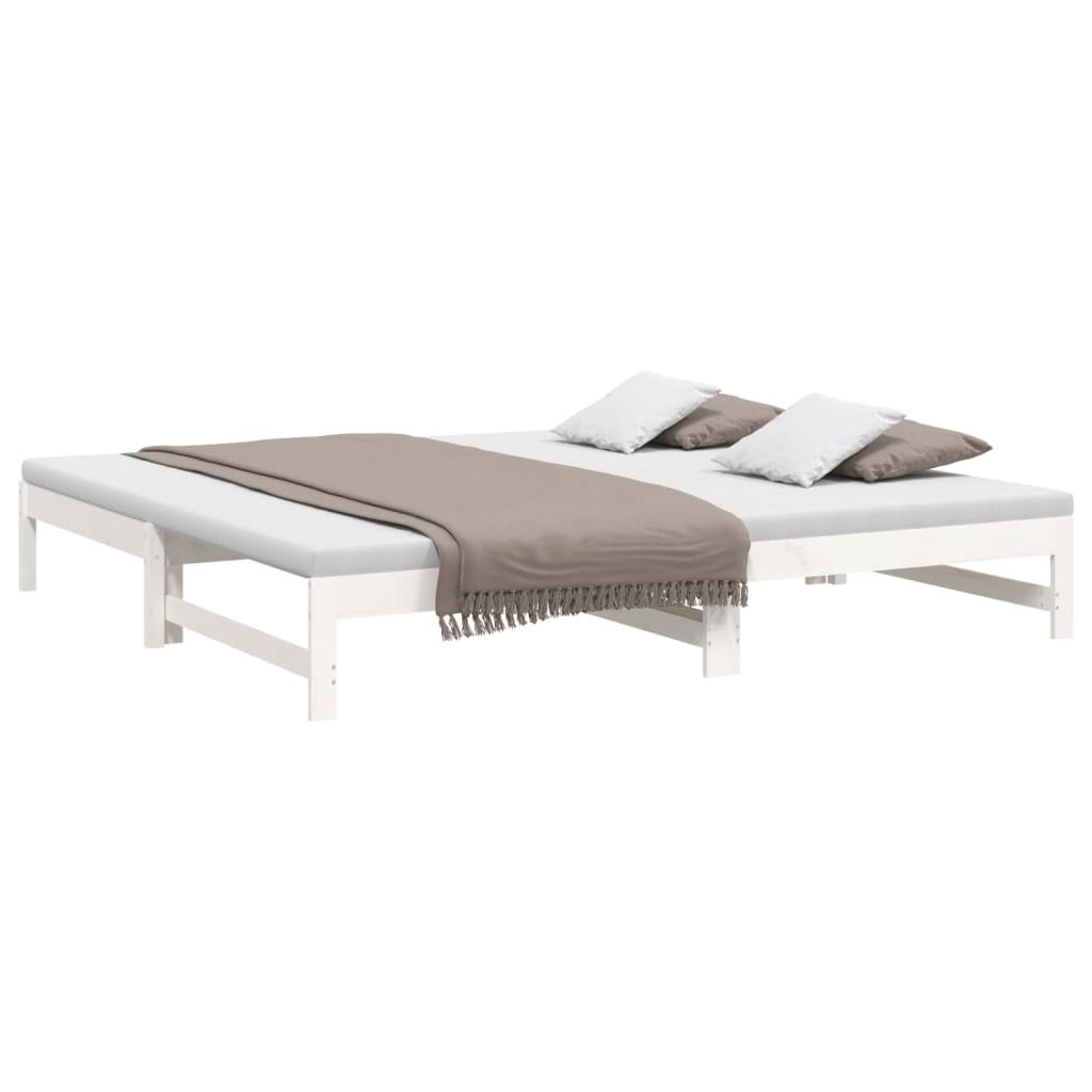 Uttrekkbar dagseng hvit 2x(80x200) cm heltre furu