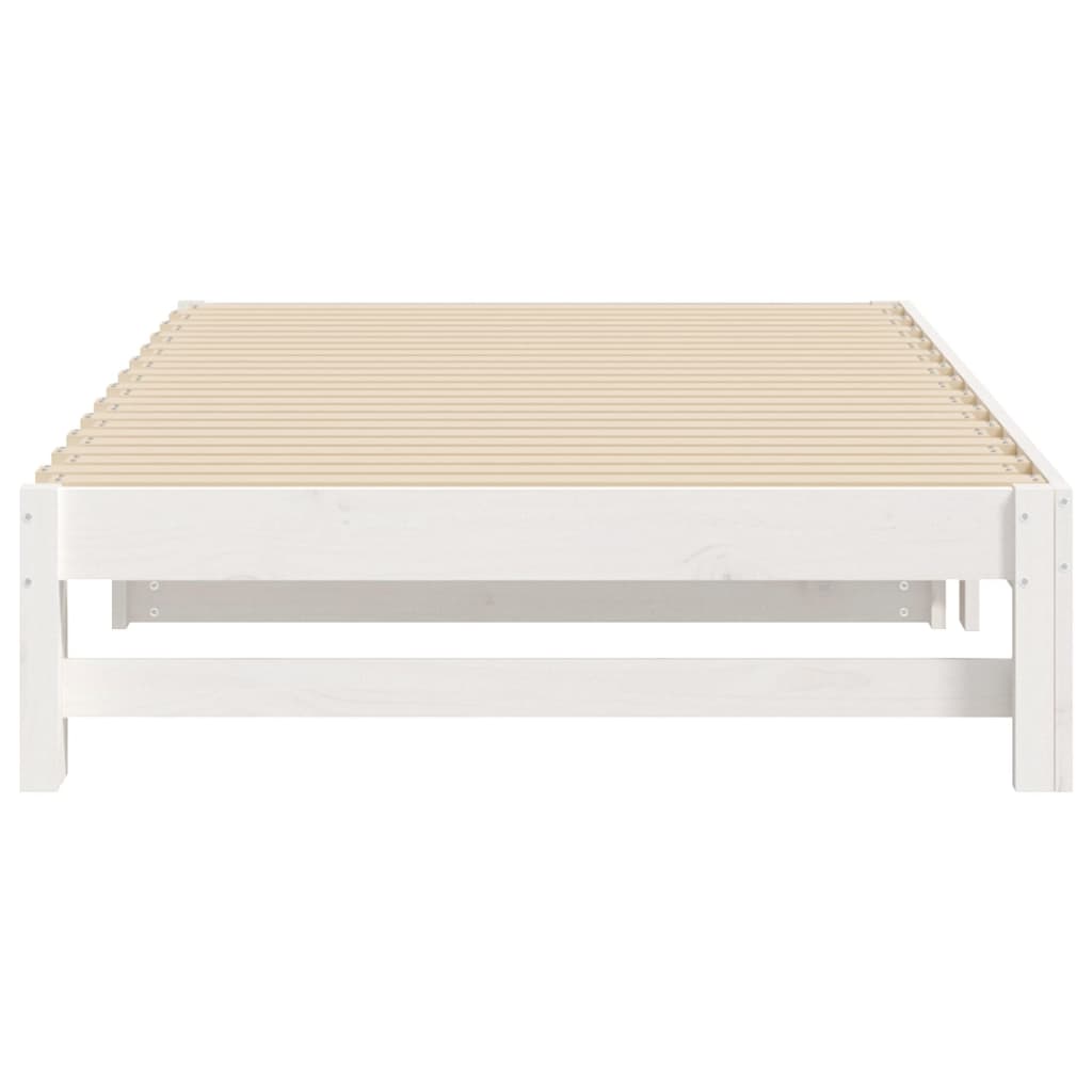 Uttrekkbar dagseng hvit 2x(80x200) cm heltre furu