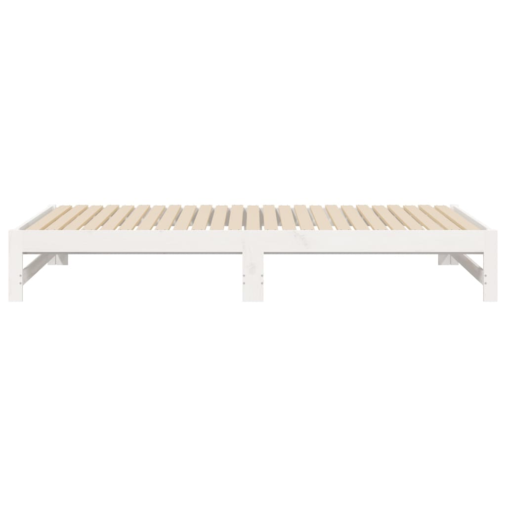Uttrekkbar dagseng hvit 2x(80x200) cm heltre furu
