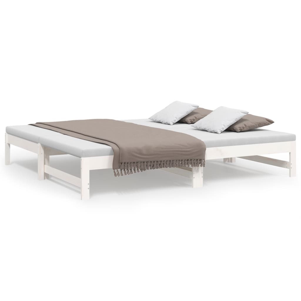 Uttrekkbar dagseng hvit 2x(90x190) cm heltre furu